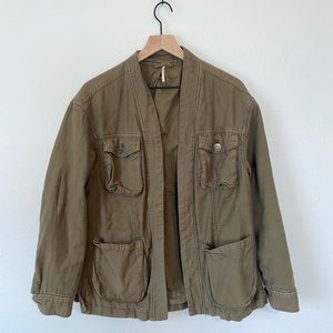Free People Army Green Cargo Coat